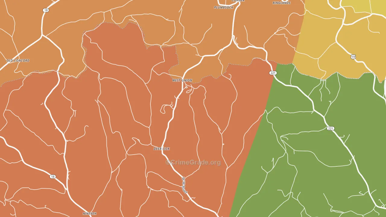 West Union, PA Map of Arson Rates