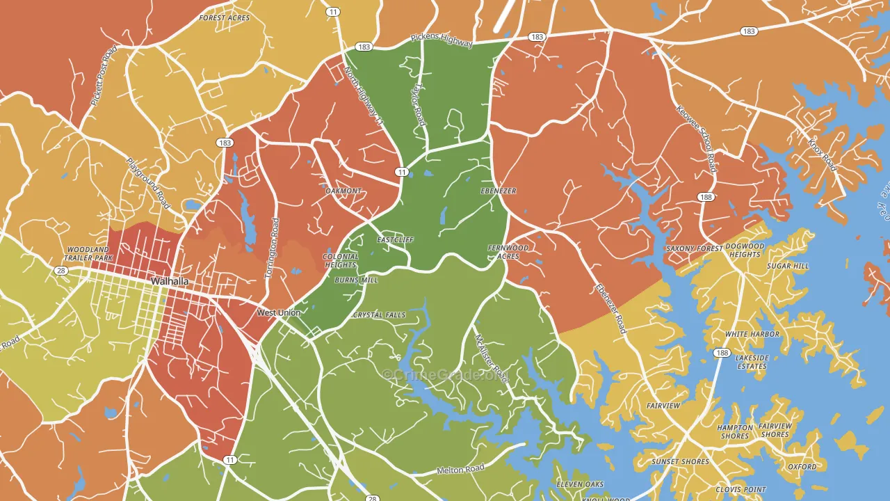 West Union, SC Map of Arson Rates