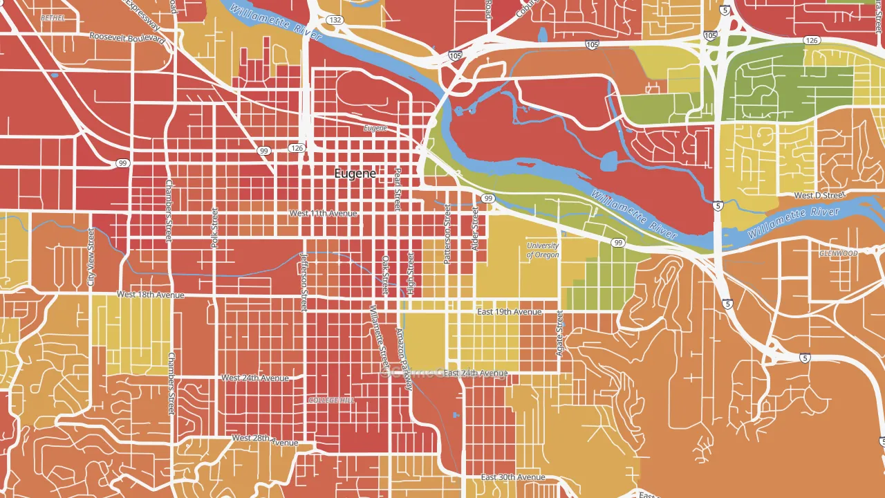 West University, Eugene, OR Map of Arson Rates
