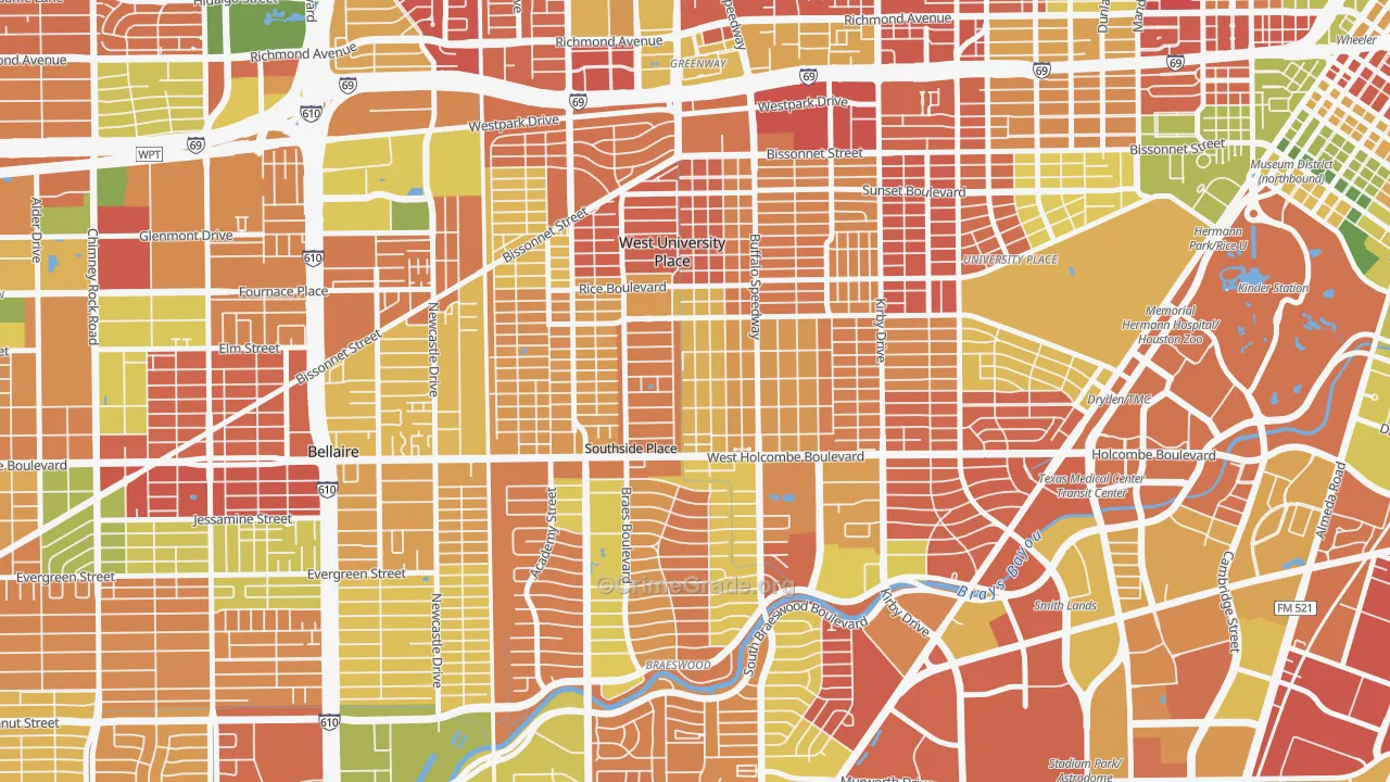 West University, Houston, TX Map of Arson Rates