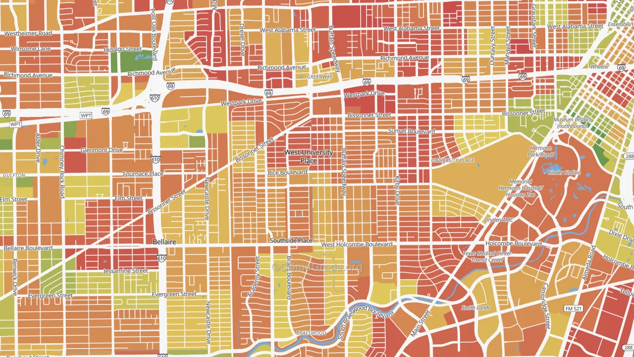 West University Place, TX Map of Arson Rates