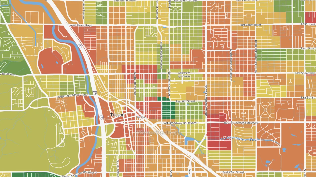 West University, Tucson, AZ Map of Arson Rates