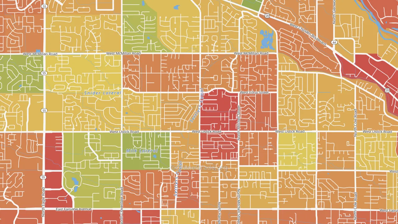 West Valley, Boise, ID Map of Arson Rates