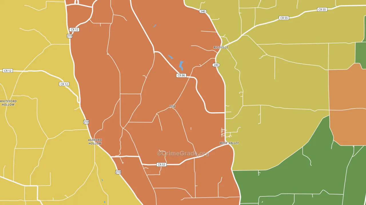 West Valley, NY Map of Arson Rates