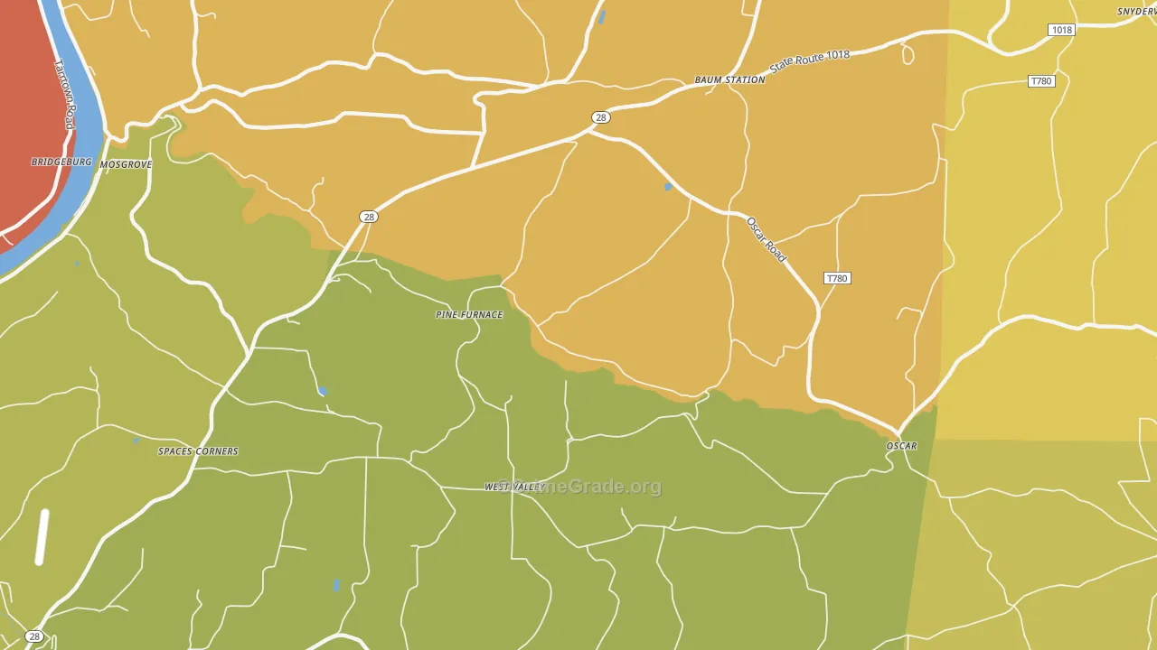 West Valley, PA Map of Arson Rates