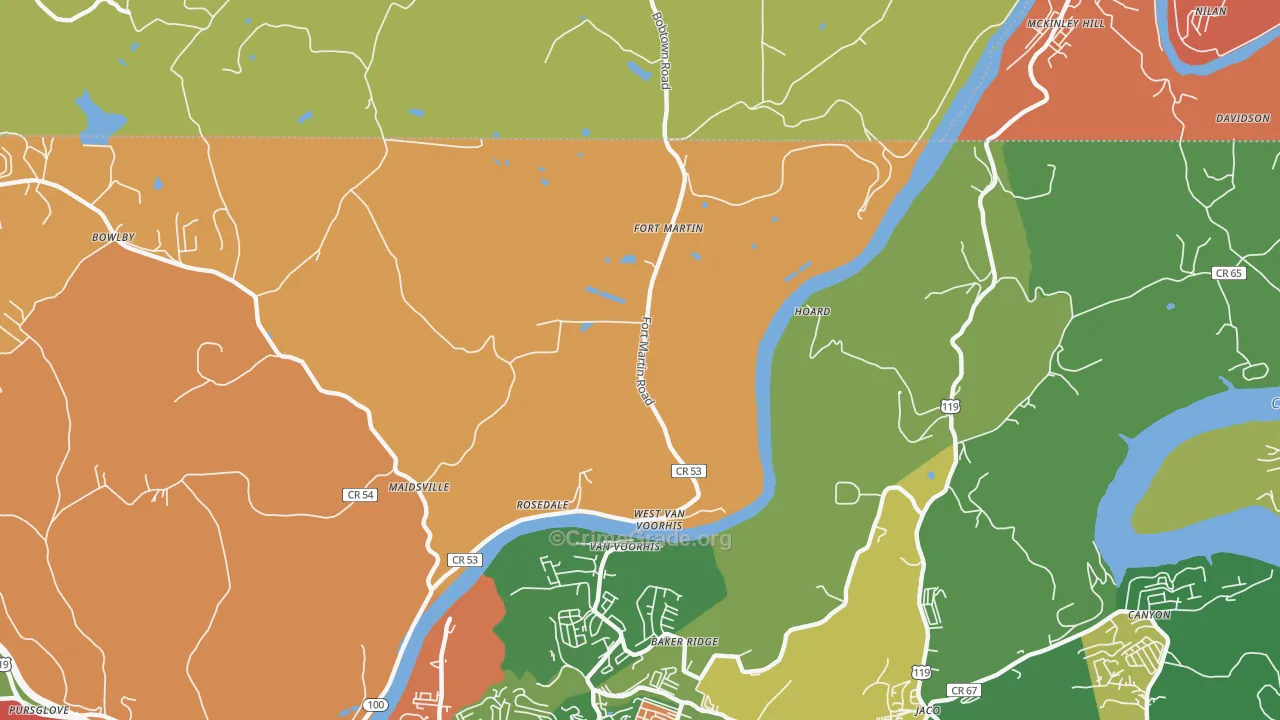 West Van Voorhis, WV Map of Arson Rates