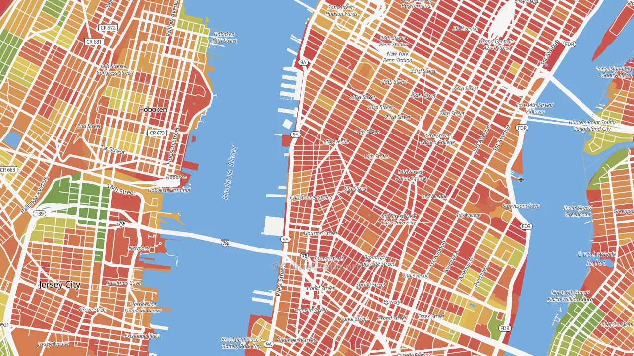 West Village, Manhattan, NY Map of Arson Rates