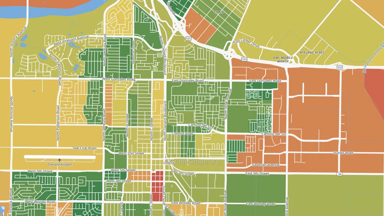 West Village, Oxnard, CA Map of Arson Rates