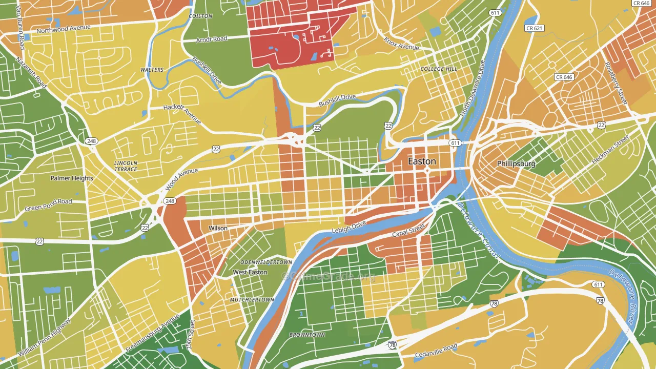 West Ward, Easton, PA Map of Arson Rates