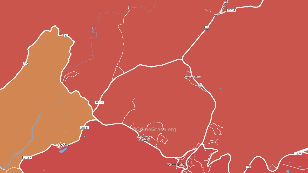 West Warm Springs, VA Map of Arson Rates