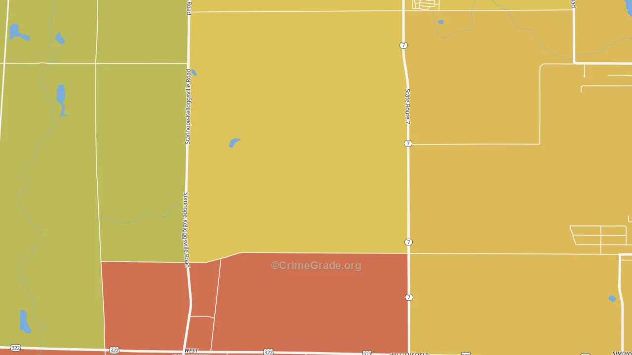 West Williamsfield, OH Map of Arson Rates