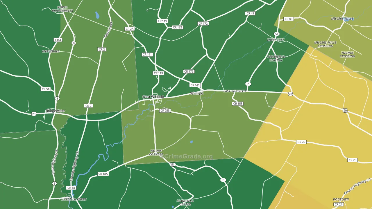 West Winfield, NY Map of Arson Rates