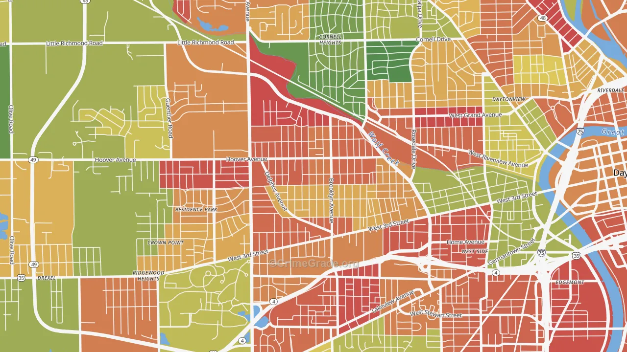 West Wood, Dayton, OH Map of Arson Rates