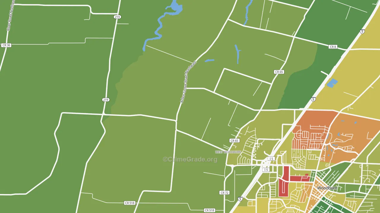 West Woodburn, OR Map of Arson Rates