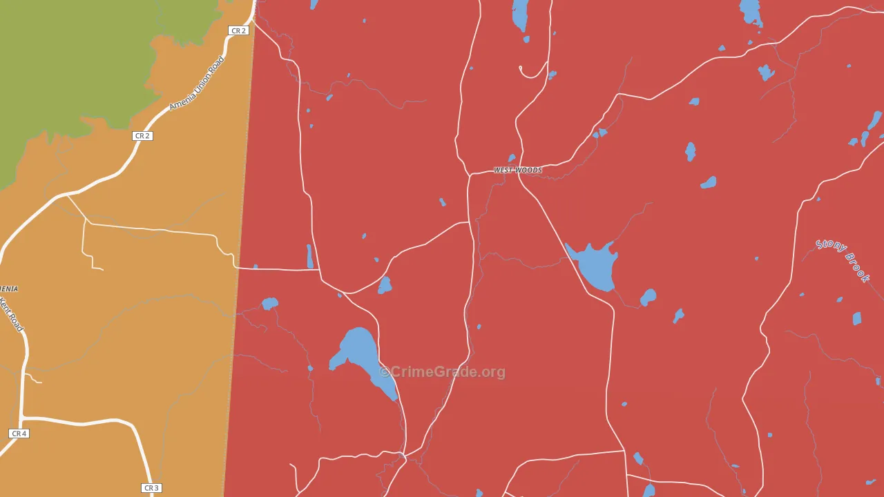 West Woods, CT Map of Arson Rates