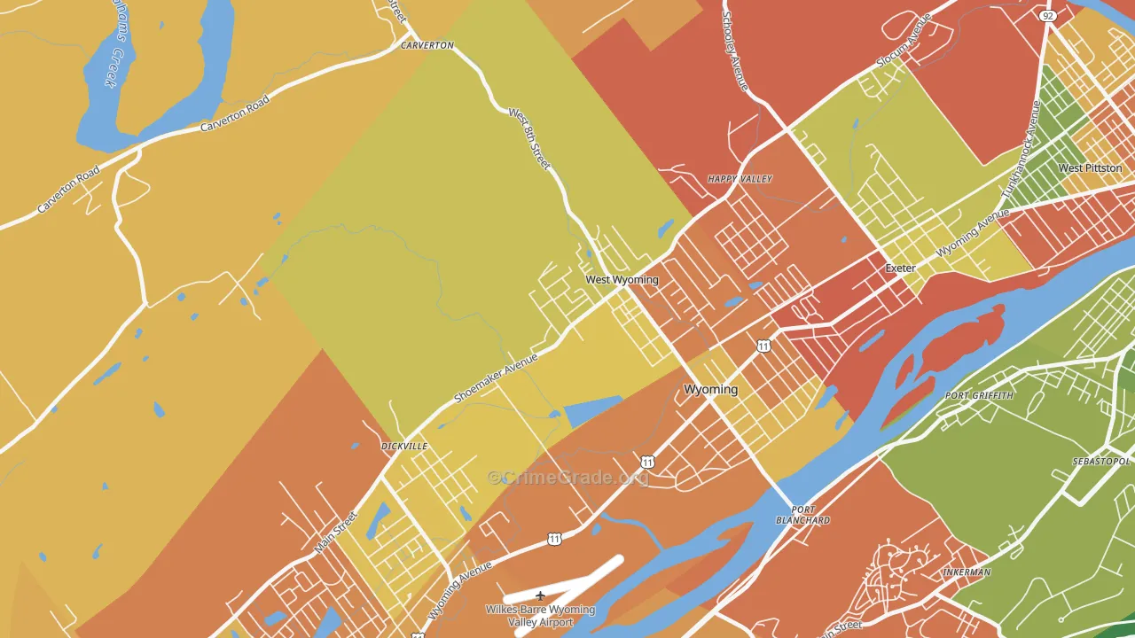 West Wyoming, PA Map of Arson Rates
