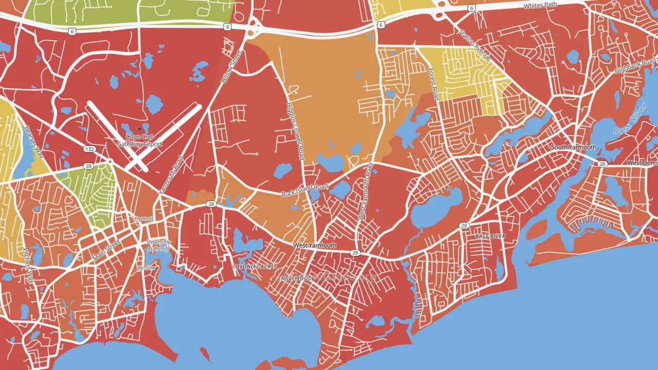 West Yarmouth, MA Map of Arson Rates
