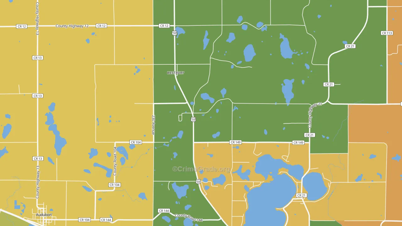 Westbury, MN Map of Arson Rates
