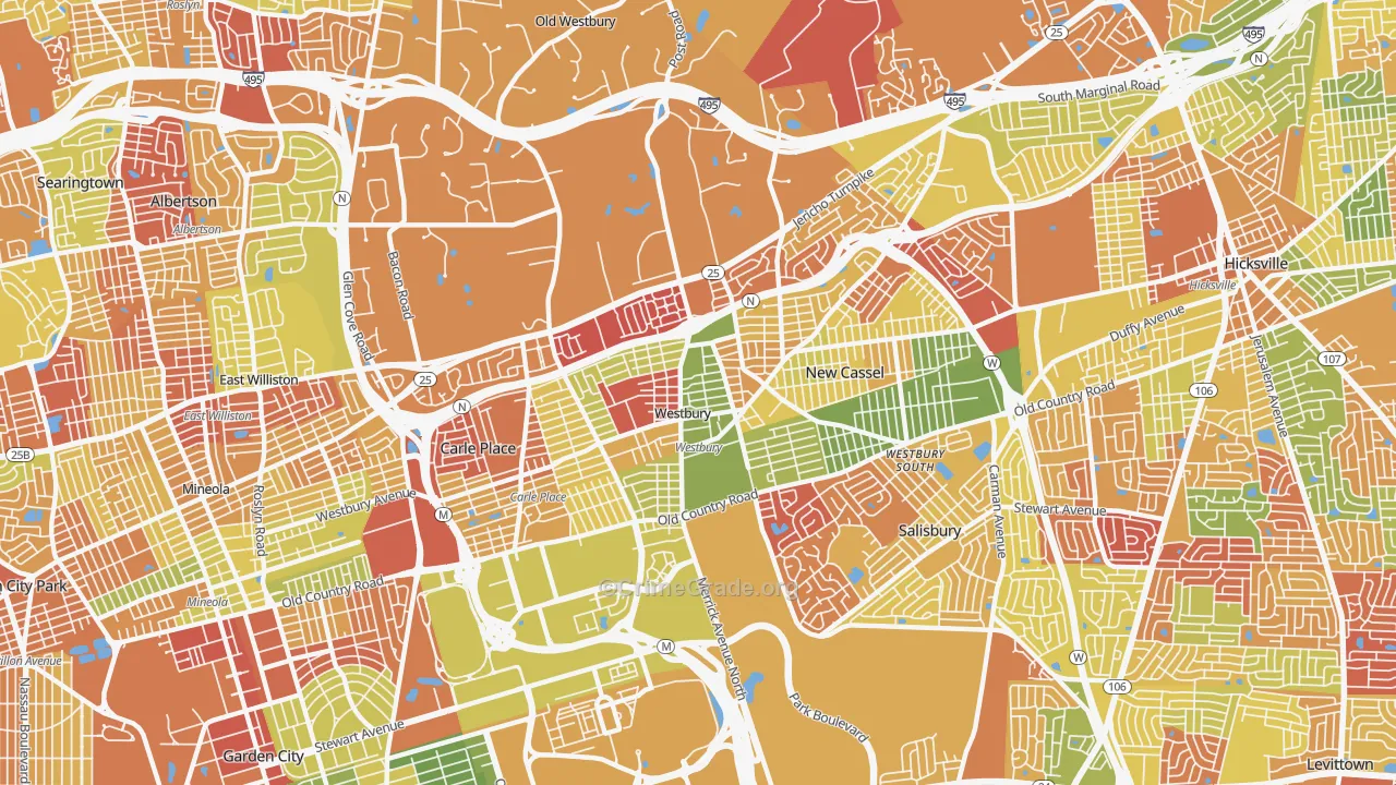 Westbury, NY Map of Arson Rates