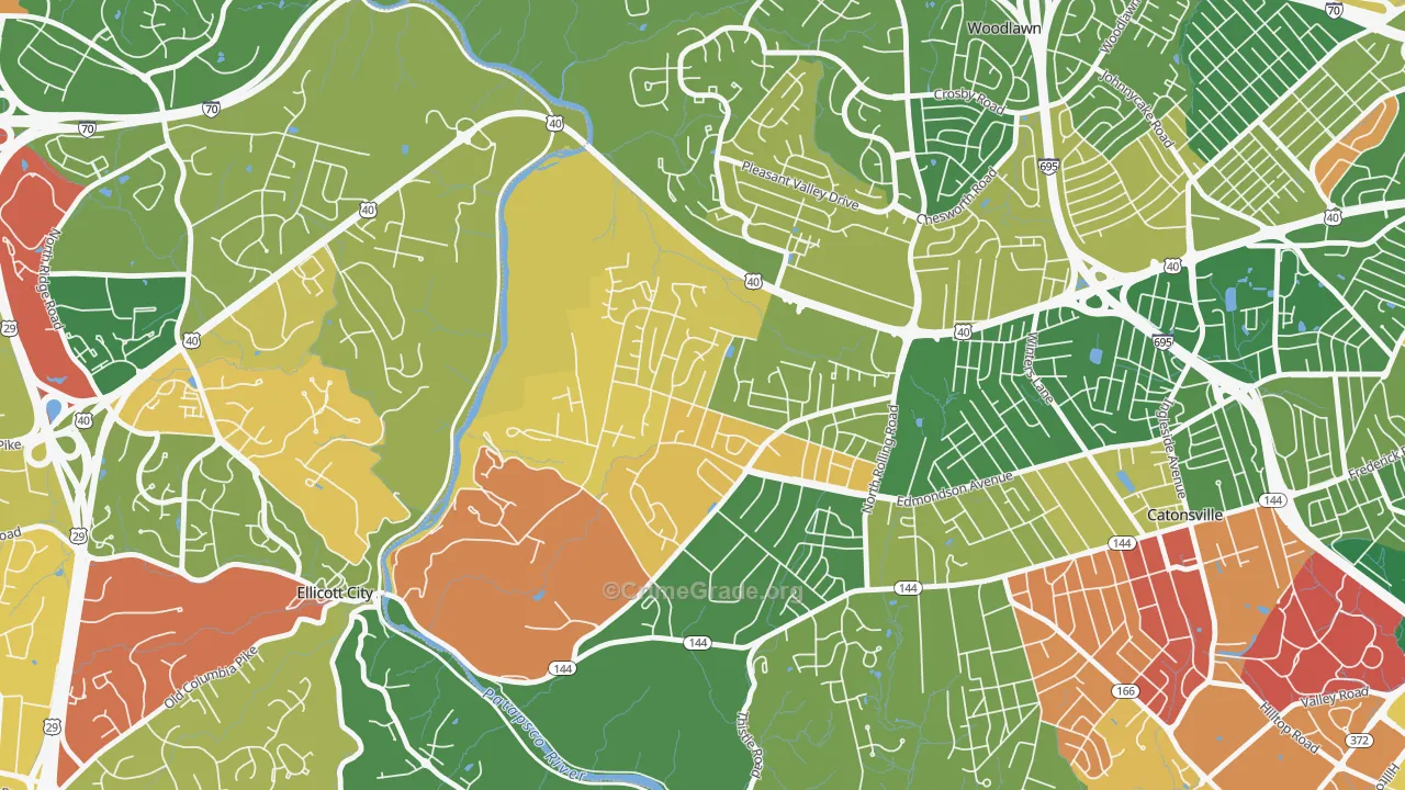 Westchester, Catonsville, MD Map of Arson Rates