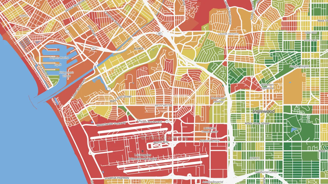 Westchester, Los Angeles, CA Map of Arson Rates