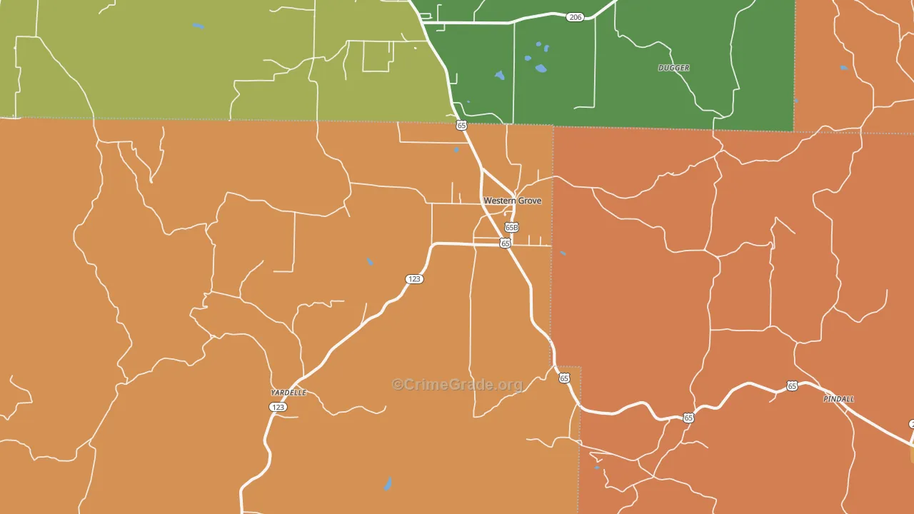 Western Grove, AR Map of Arson Rates