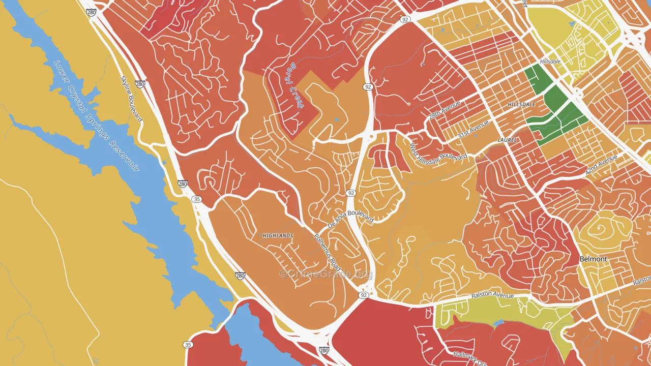 Western Hills, San Mateo, CA Map of Arson Rates