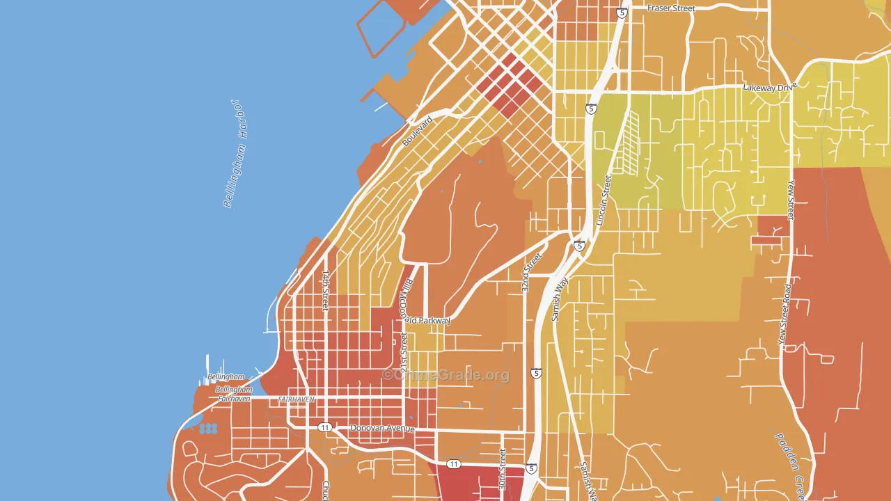 Western Washington University, Bellingham, WA Map of Arson Rates