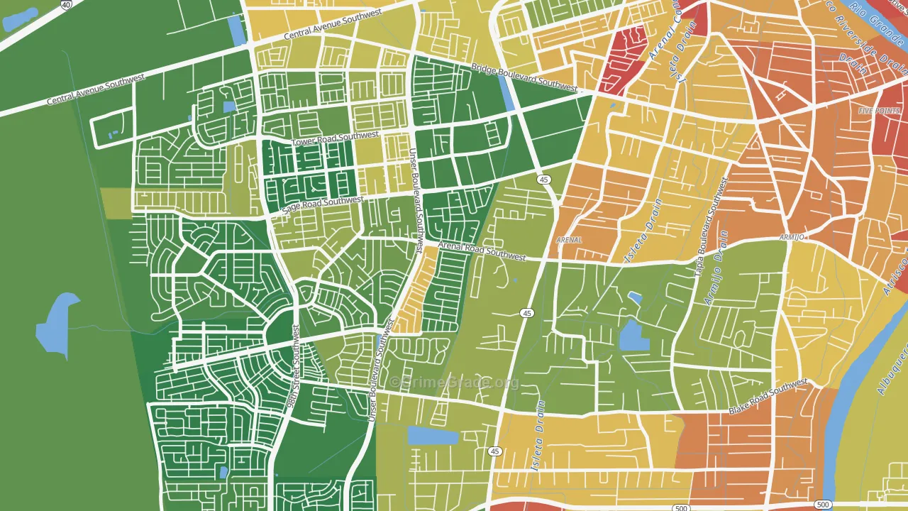 Westgate Vecinos, Albuquerque, NM Map of Arson Rates