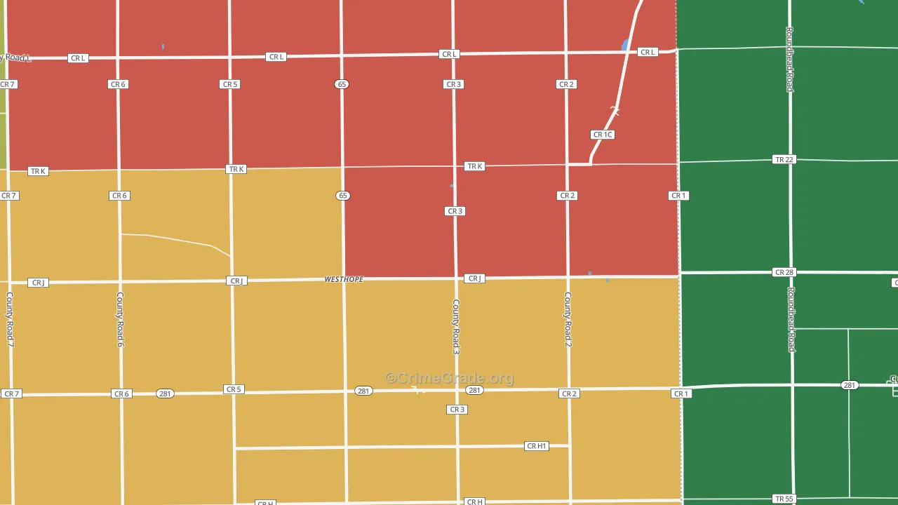Westhope, OH Map of Arson Rates