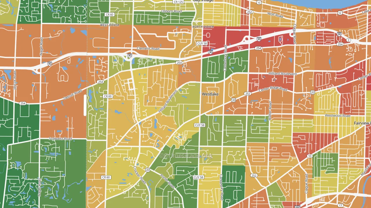 Westlake, OH Map of Arson Rates