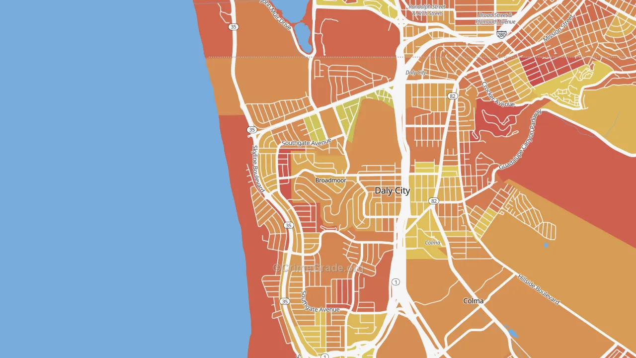 Westlake-San Francisco, Daly City, CA Map of Arson Rates