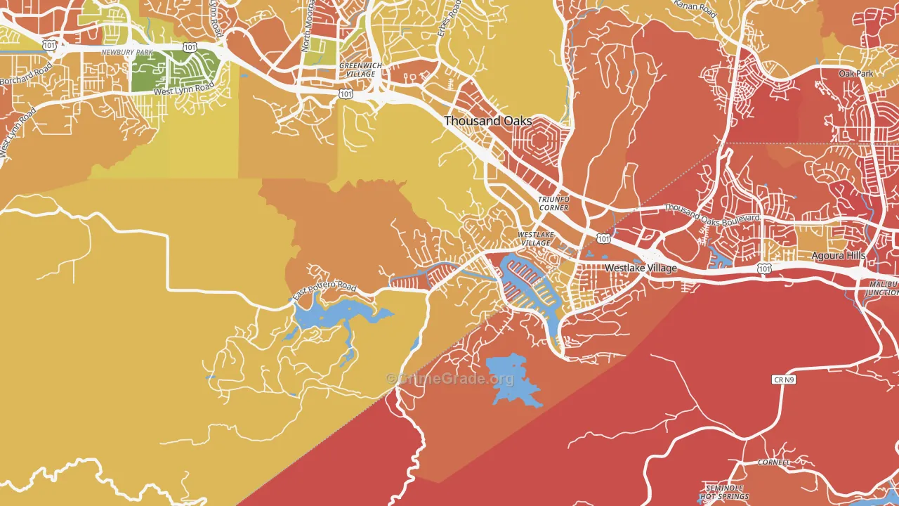 Westlake Village Area-Los Angeles, Westlake Village, CA Map of Arson Rates