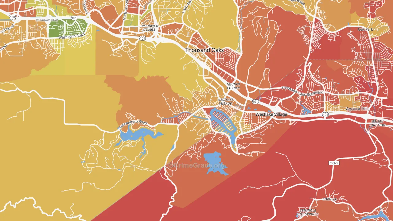 Westlake Village, CA Map of Arson Rates