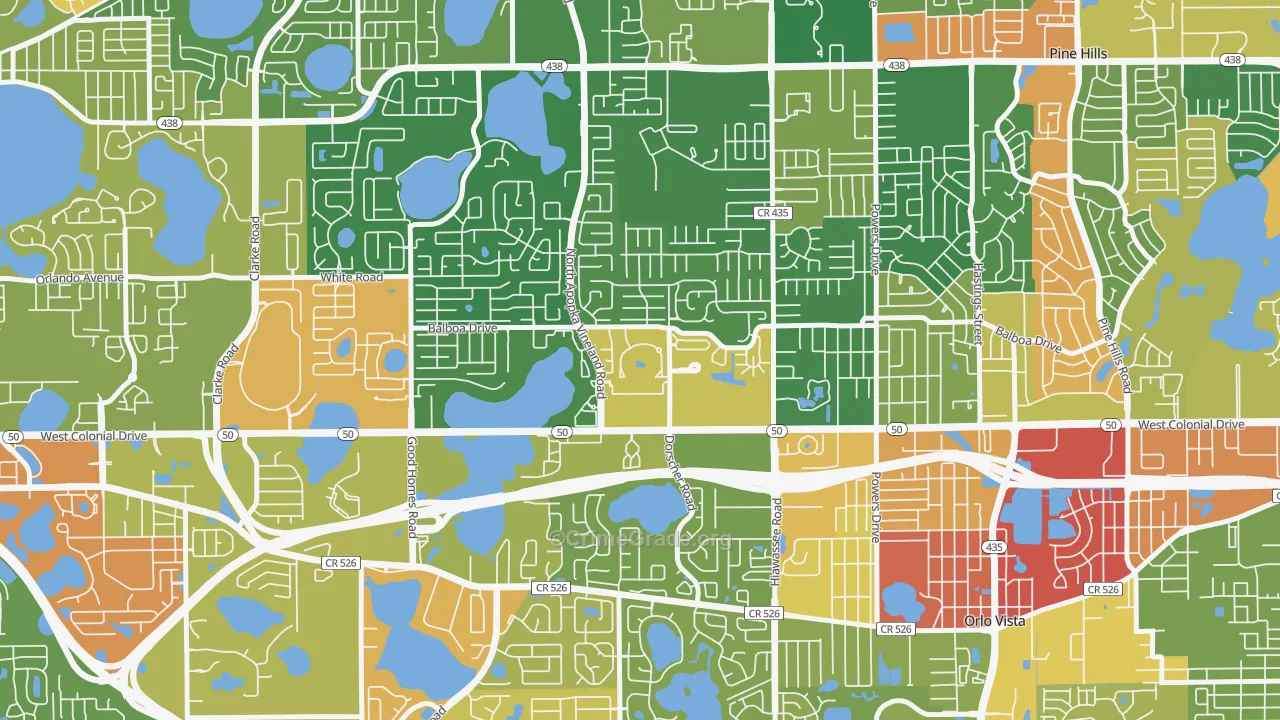 Westland Terrace, Pine Hills, FL Map of Arson Rates