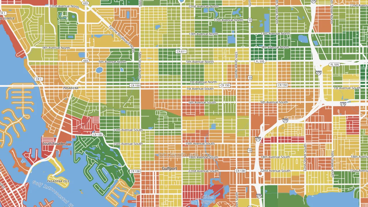 Westminster Heights, St. Petersburg, FL Map of Arson Rates