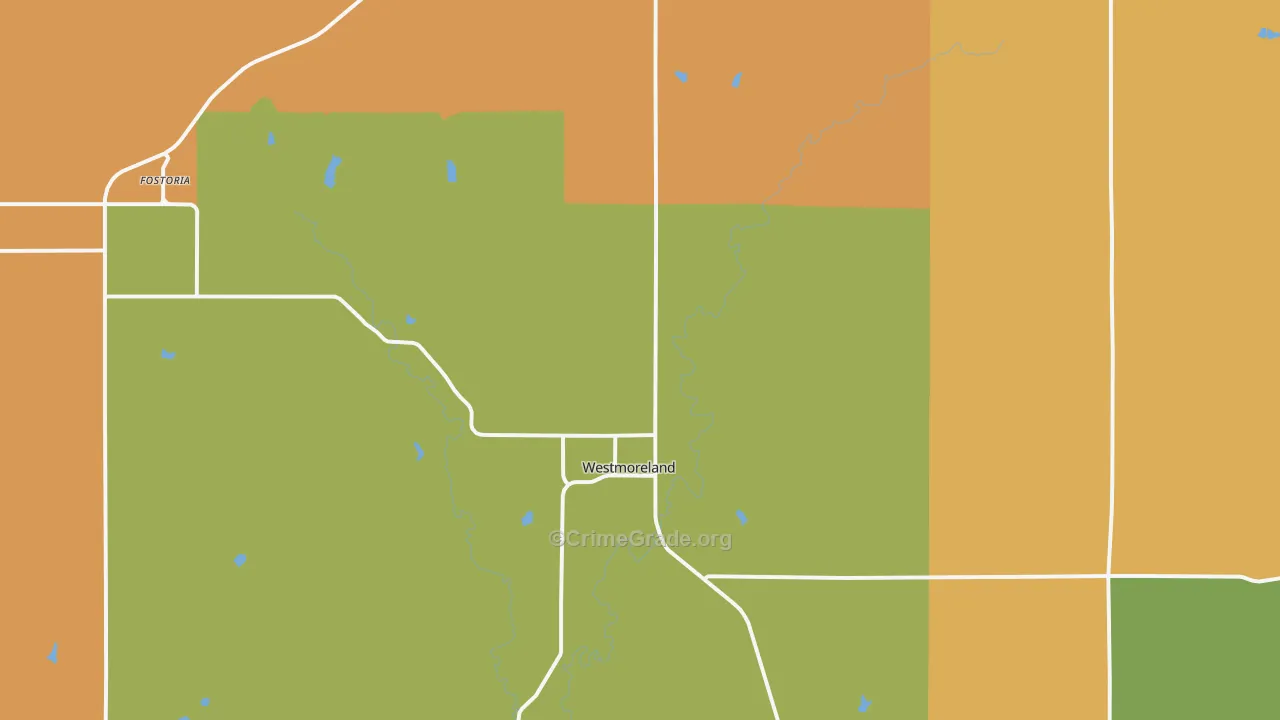Westmoreland, KS Map of Arson Rates