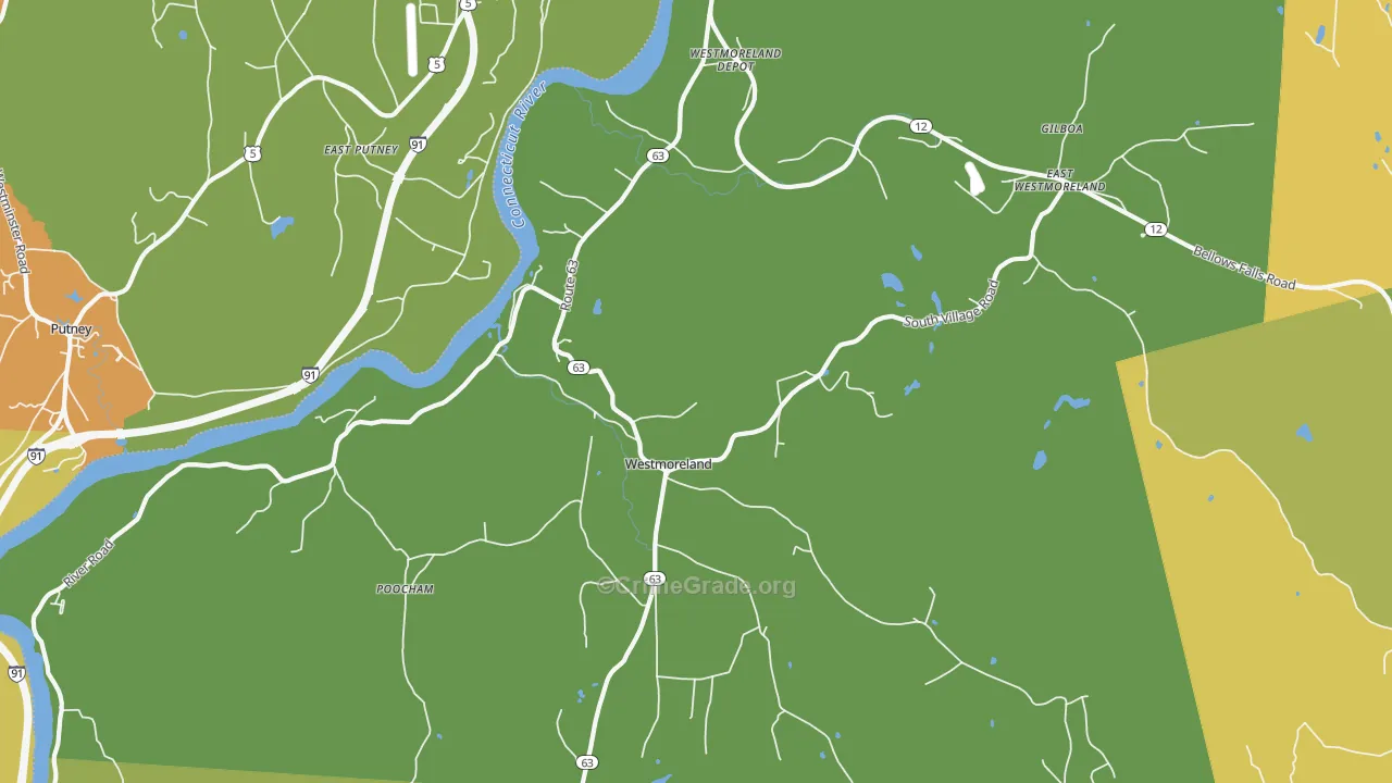 Westmoreland, NH Map of Arson Rates