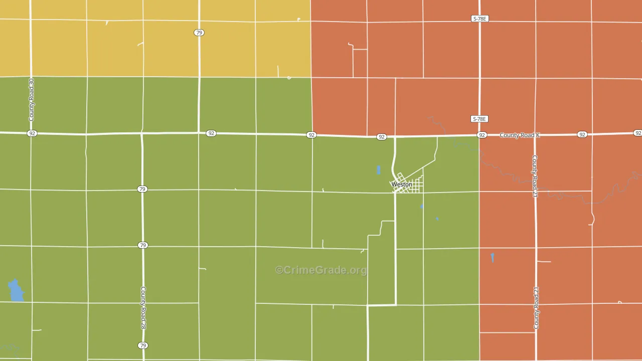 Weston, NE Map of Arson Rates