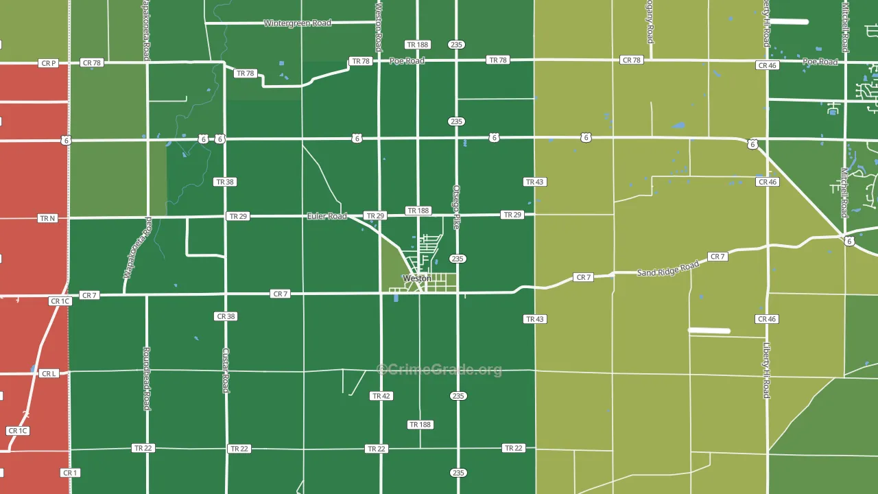 Weston, OH Map of Arson Rates