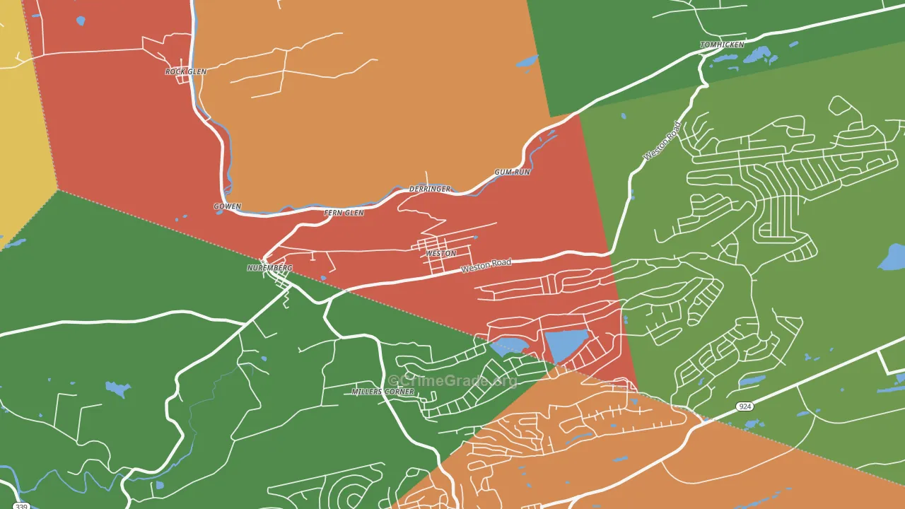 Weston, PA Map of Arson Rates