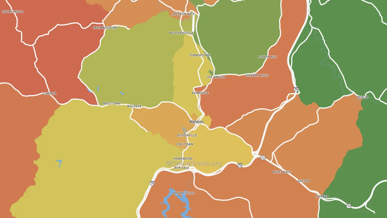 Weston, WV Map of Arson Rates