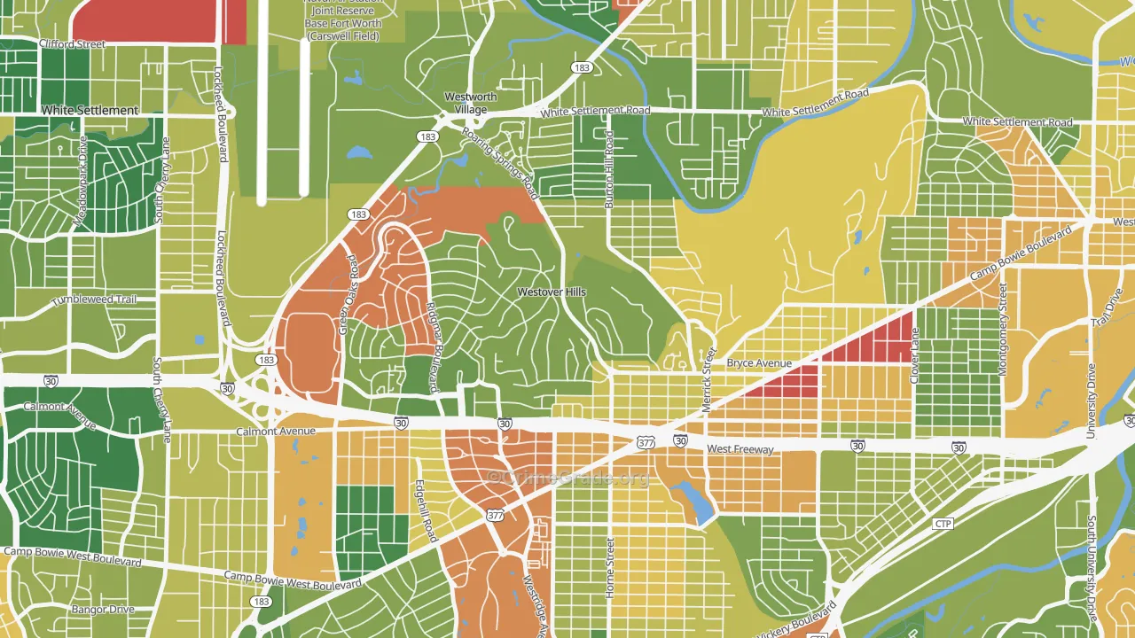 Westover Hills, TX Map of Arson Rates