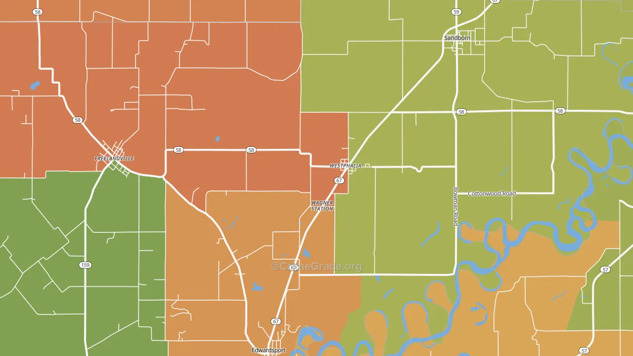 Westphalia, IN Map of Arson Rates