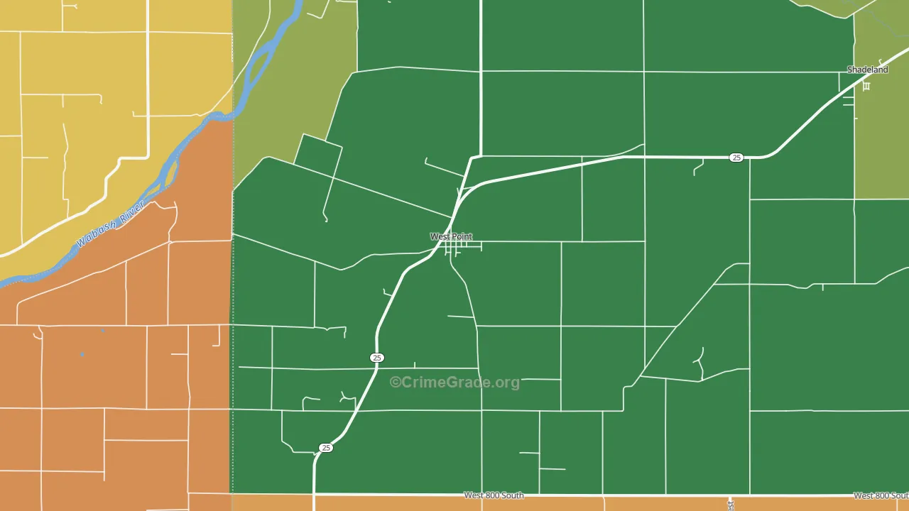 Westpoint, IN Map of Arson Rates