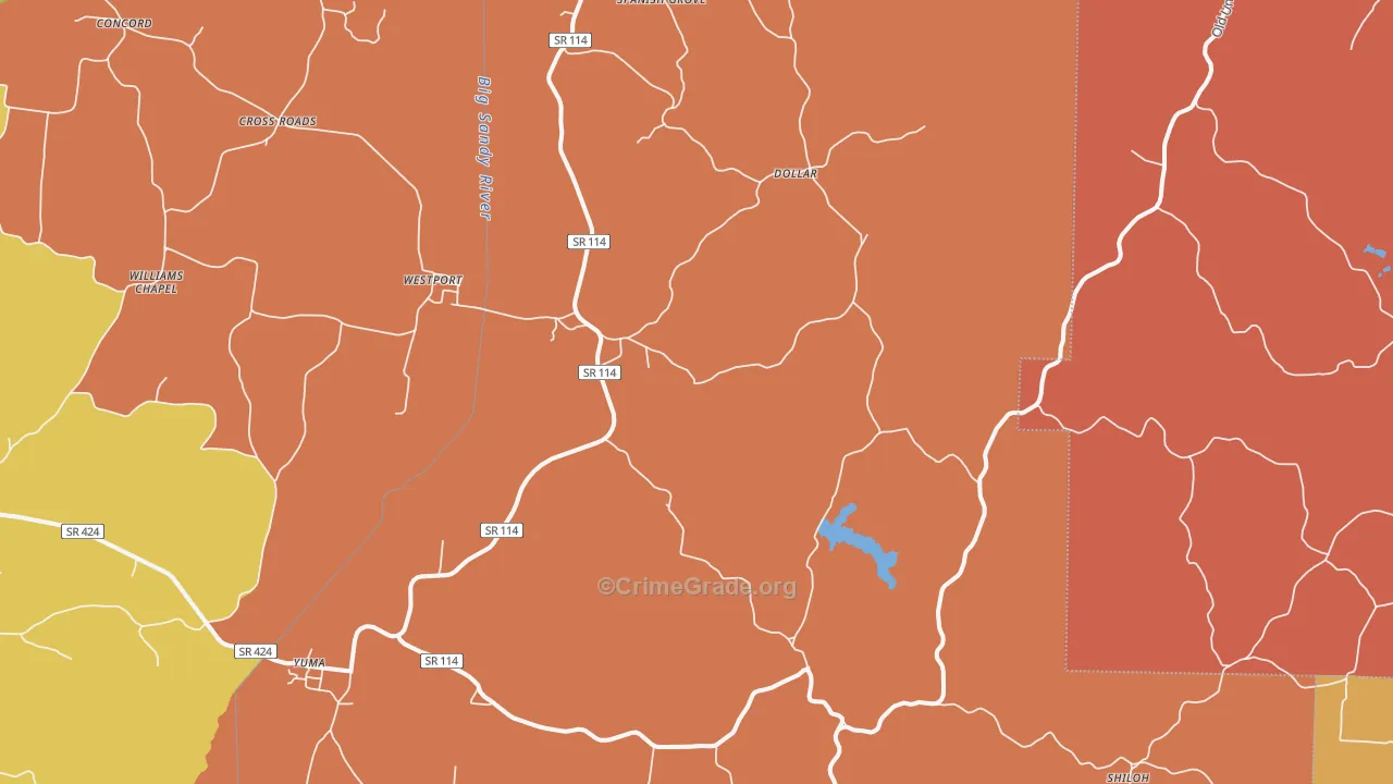 Westport, TN Map of Arson Rates