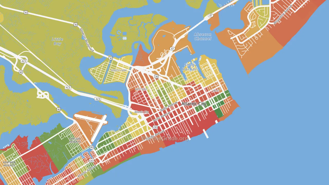 Westside, Atlantic City, NJ Map of Arson Rates