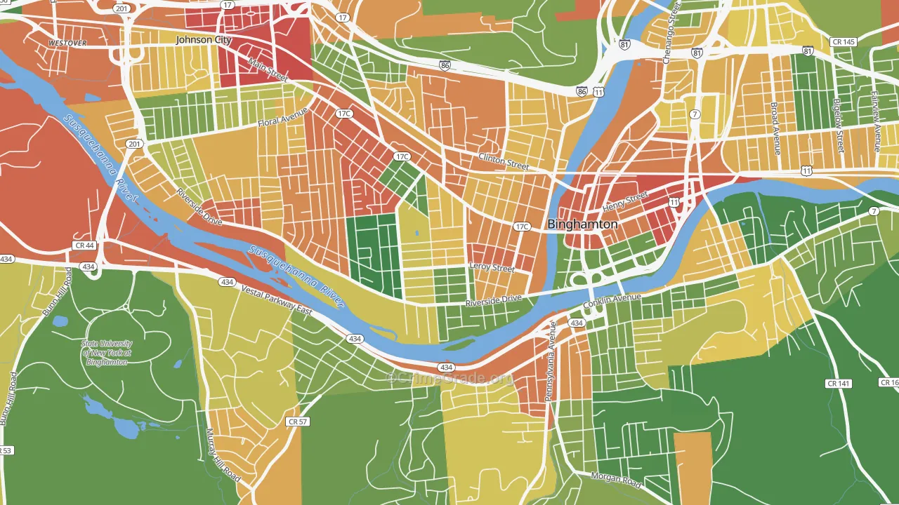 Westside, Binghamton, NY Map of Arson Rates