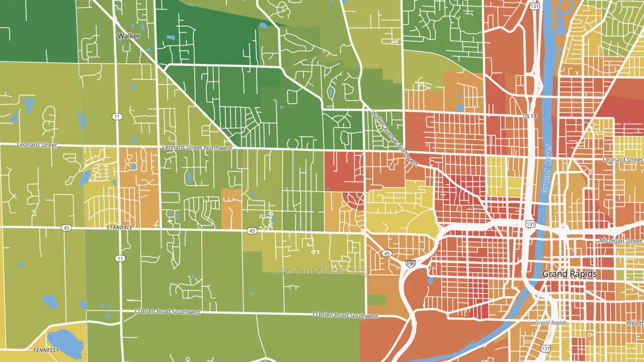 Westside, Grand Rapids, MI Map of Arson Rates