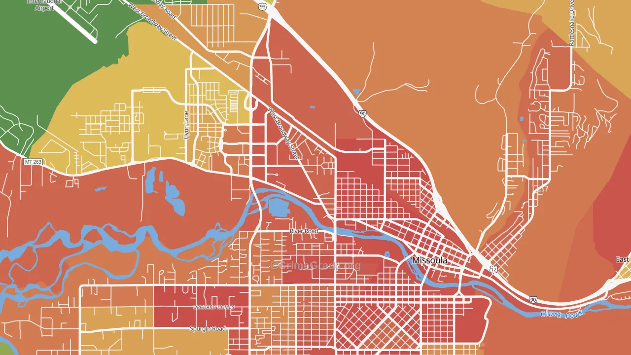 Westside, Missoula, MT Map of Arson Rates